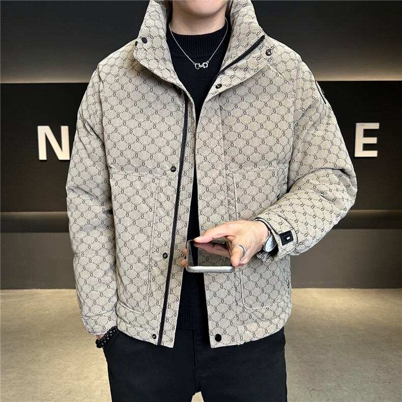 贴标花纹立领皮羽绒服男休闲保暖上衣外套A329-YR9962-P225,男装羽绒服,电商A329