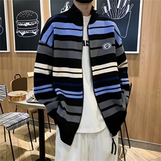 季潮牌街头撞色慵懒风针织衫男美式高街撞色加厚套头毛衣线衣，男装针织衫/毛衣，星座716-4