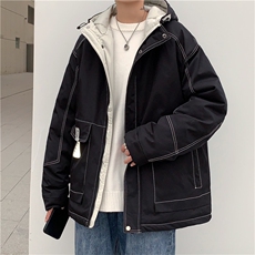 2025冬季男工装辑明线连帽羽绒棉服A338-1MY87P135控158，男装棉衣，电商D325