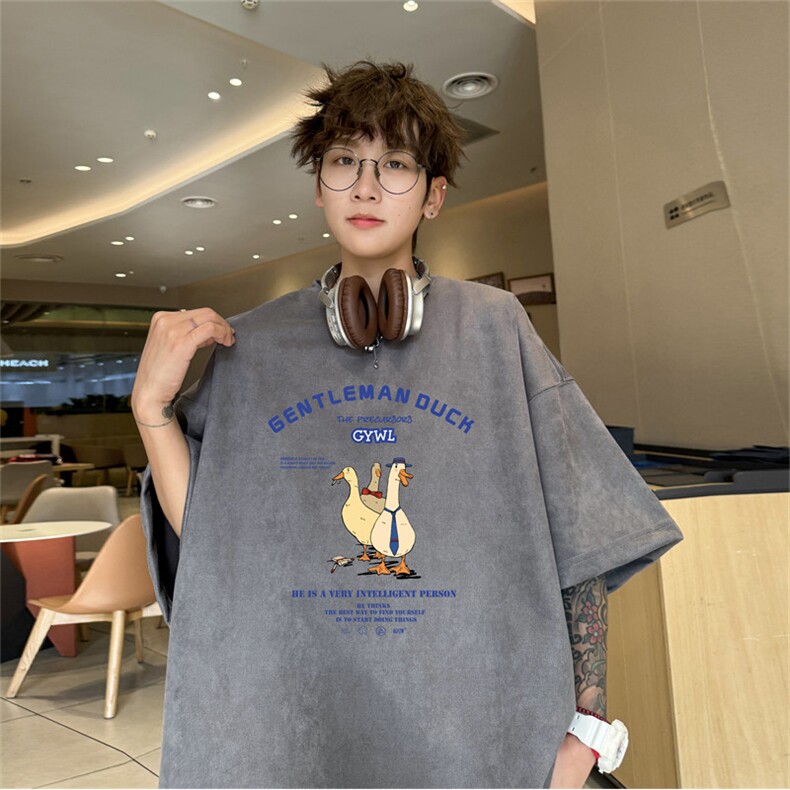 2024夏季新款麂皮绒圆领短袖T恤RT453-特P19控38,男装T恤,电商B370