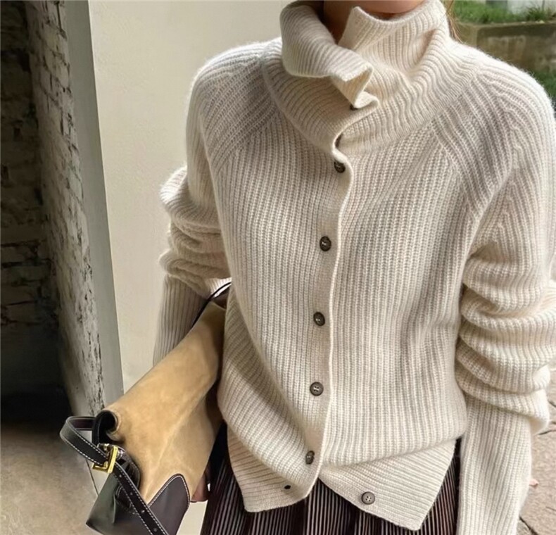 简约舒适女士软暖轻盈通勤针织衫长袖,针织衫/毛衣,艾驰羊绒