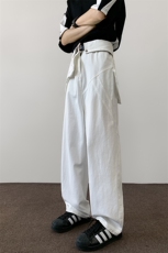 8XL-M特大码假两件牛仔裤男美式高街直通设计感背带裤子K975P68，男装牛仔裤，电商D206-1