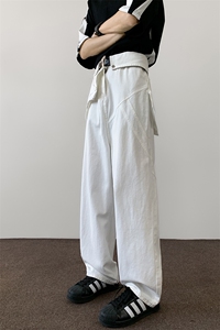 8XL-M 特大码假两件牛仔裤男美式高街直通设计感背带裤子K975P68图片