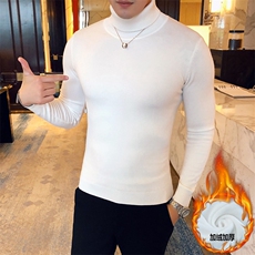 2024冬季加绒加厚纯色修身两翻高领毛衣针织打底衫男M009-p65，男装针织衫/毛衣，电商D303