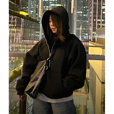 抖音得物二开美式重磅宽松结构拉链设计防风高领连帽卫衣外套W76，男装卫衣，电商A486