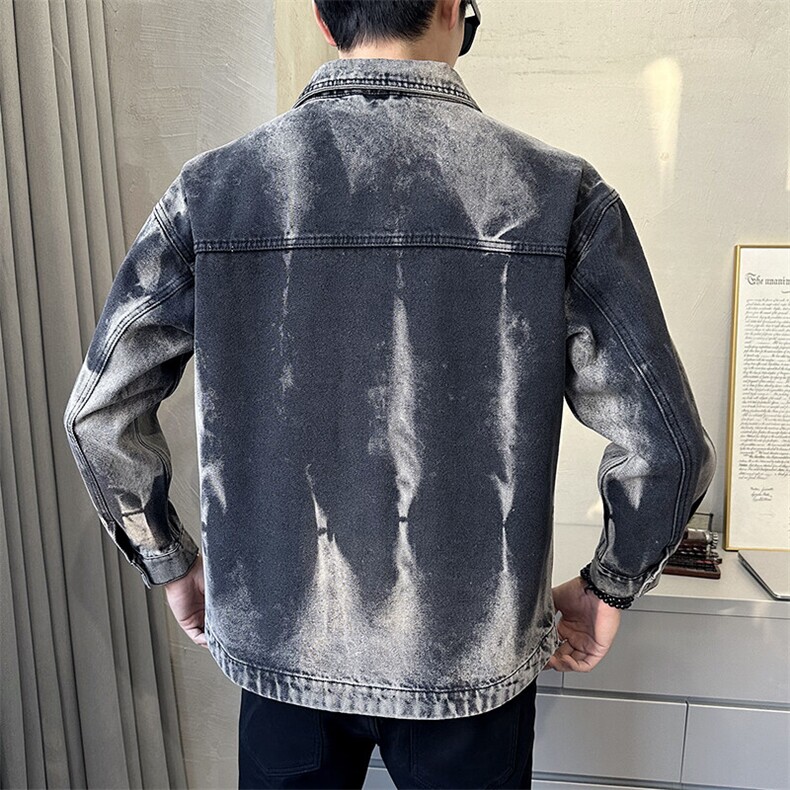 C317-59821-P1452025春季新款牛仔夹克水洗渐变重工艺品质外套,男装工装外套,电商C317