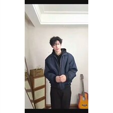 美式高街复古老钱风薄款夹克冲锋衣男女纯色休闲宽松boxy飞行外套，男装夹克，电商A443