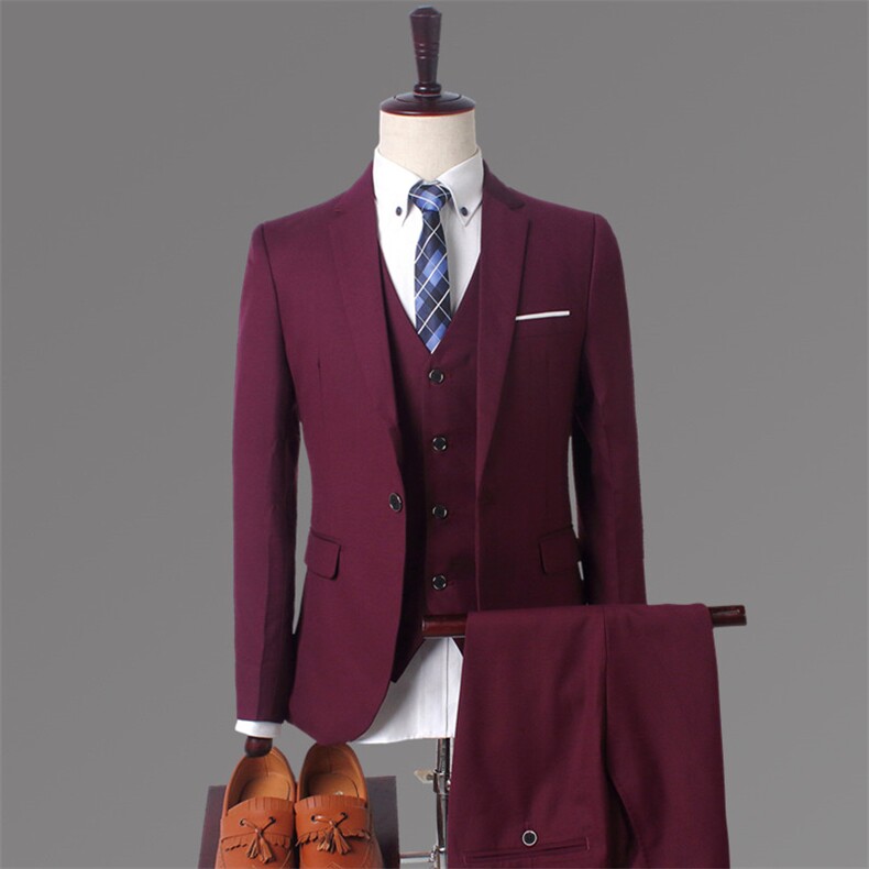 西服套装男休闲商务正装韩版潮流修身帅气新郎结婚礼服西装三件套，男装西服套装，星座505-2（原电商A260-1)
