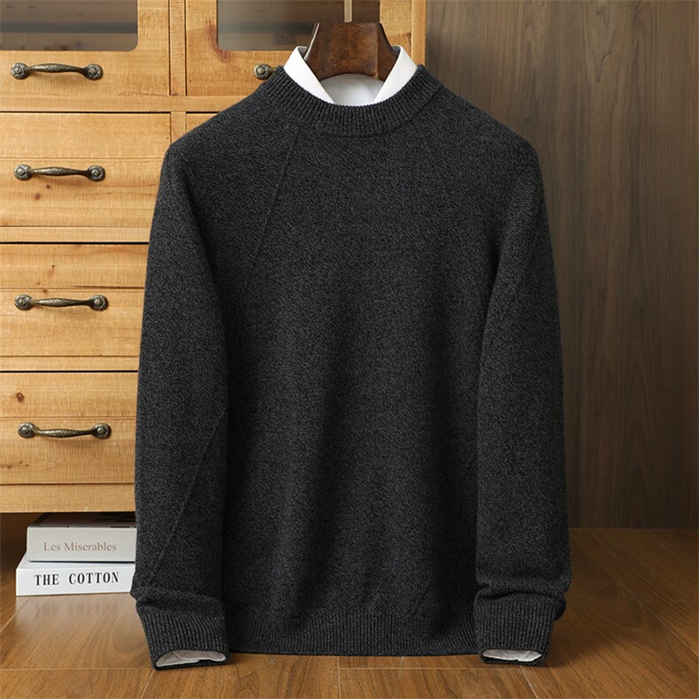 品质男羊绒衫插肩袖设计经典圆领羊绒舒适保暖时尚百搭，男装羊绒套衫，榆莲羊绒