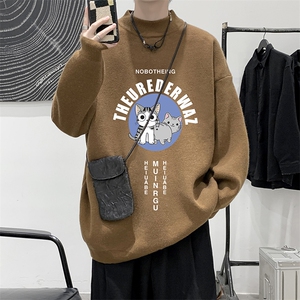控68半高领毛衣男士大码针织衫男毛线衣男M18160-P45加绒款-P65
