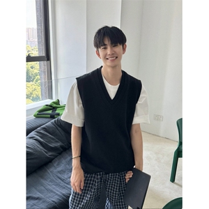 1501-3 MJ05-P65 双层领价两件设计感毛马甲无线背心图片