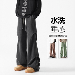 秋季新款潮流褶皱水洗卫裤宽松百搭休闲裤B315-K24263-特p45控88图片
