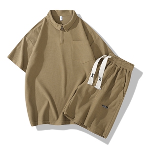 主推夏季短袖polo衫短裤套装情侣两件套运动服 TZ307P75 控98图片