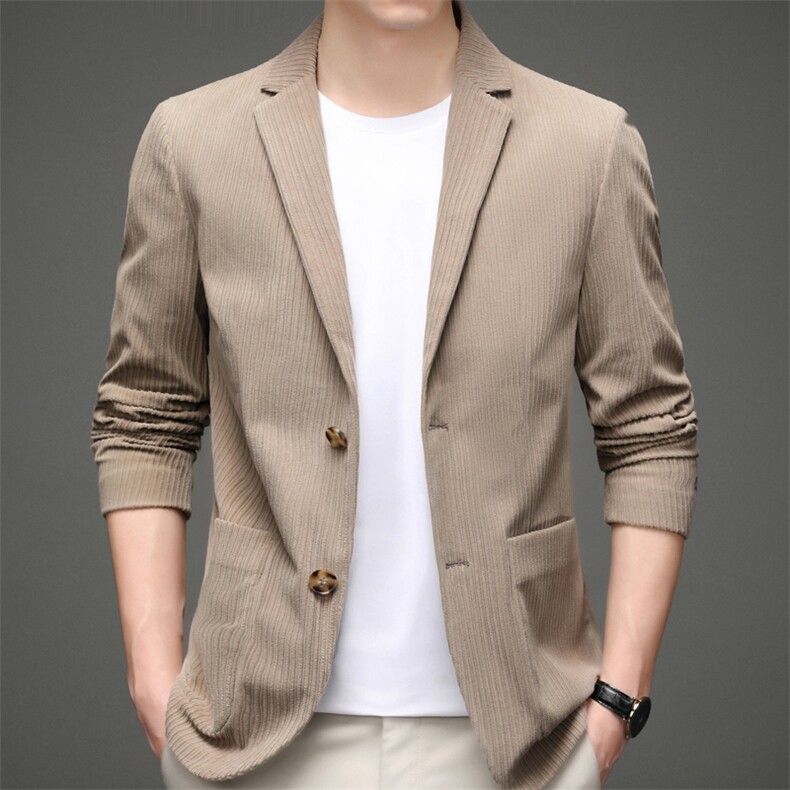 2023秋季新款男士西服纯棉中年商务休闲男装纯色西装上衣外套图片