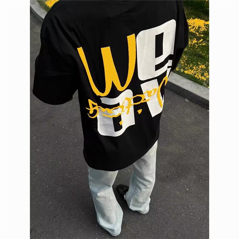 网图现货美式宽松大字母印花潮流T恤男1376/P25,男装T恤,星座205-3