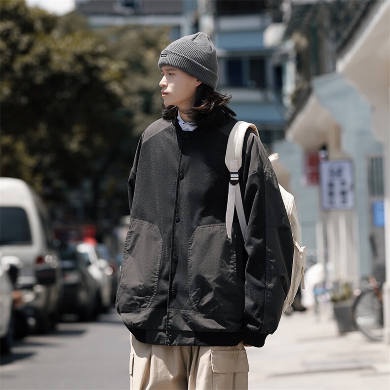 春装棒球服呢子外套男休闲拼色夹克上衣JK83P95,男装夹克,电商C323