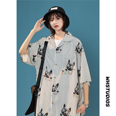 2024夏季新款港风复古情侣宽松百搭短袖衬衫A158-CS612-P45控58，男装衬衫，电商A158-1