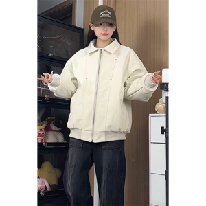 秋冬新款加棉翻领皮棉服男女机车防风加厚保暖棉袄潮流宽松皮外套图片