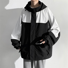 春秋新款男士拼接宽松工装连帽夹克防风防水冲锋衣JK8301-P72，男装夹克，电商B306