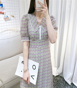 DINO BIENS【现货】 夏季新款 韩系郁金香连衣裙，女装连衣裙，迪诺比亚