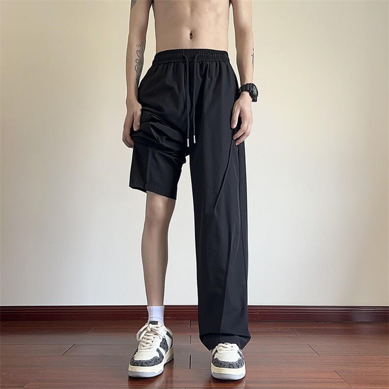 春夏新款侧拼冰丝打褶长裤宽松宽松 M~4XL XZ604-KG75-P35控48图片