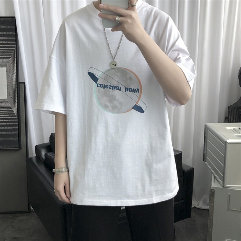 港风字母印花短袖韩版宽松简约大方潮牌网红圆领半袖T恤T060-P22，男装T恤，星座512-2