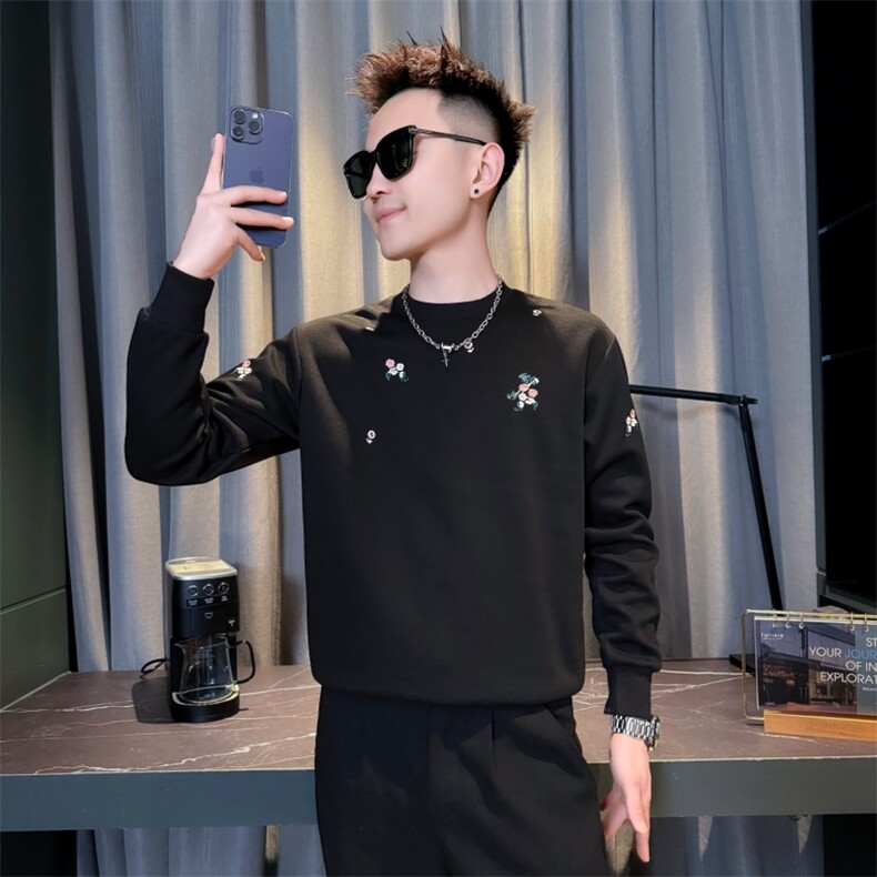 B340WY96663P6898店主风小伙风男士痞帅新款绣花圆领卫衣，男装卫衣，电商B340