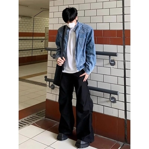 春季新款港风美式潮流百搭立领立体浮雕垫肩牛仔夹克 JK1422-P78图片
