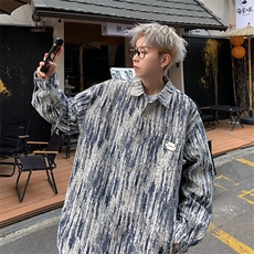 扎染欧美高街cleanfit外套男春秋设计感潮牌痞帅炸街美式短款夹克，男装夹克，星座410-7