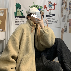 1羊羔毛棉衣外套男宽松加棉加厚ins大码情侣棉服7956P105控138图片