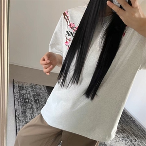 万针全刺绣工艺抖音得物高品质260克重磅纯棉双纱美式高街短袖T恤图片