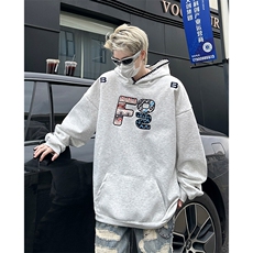 加绒加厚冬款男连帽卫衣字母图案刺绣拼色保暖夹克外套WY130P55，男装夹克，星座1013-1