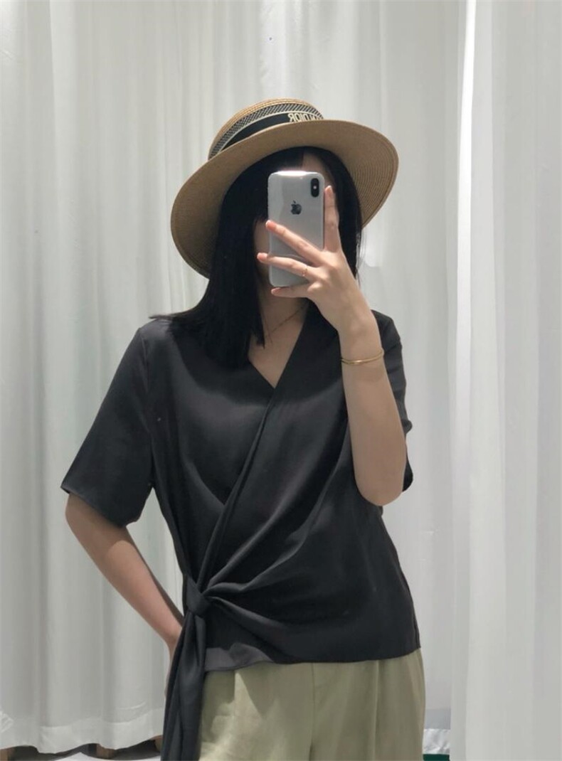 铜氨丝上衣，女装，橙色恋人