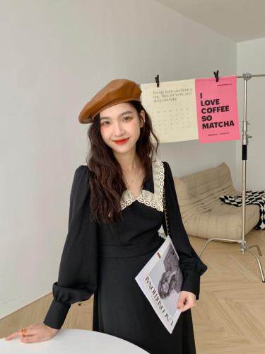 TWTIUWOO-秋装新款翻领拼接蕾丝裙，其它，她物