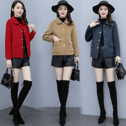 2021秋季时尚简约大方气质优雅高支纯羊毛短款双面羊绒品质外套，女装双面呢大衣，媚琳依坊