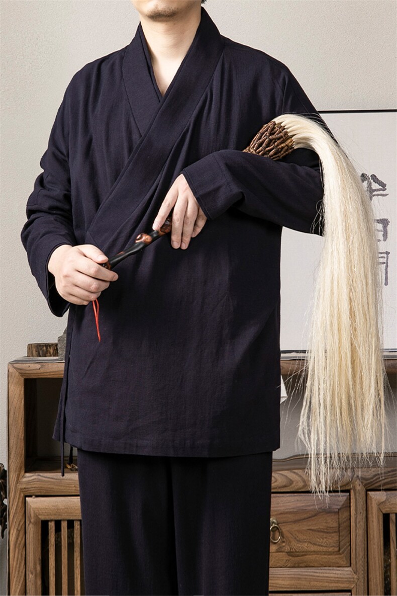 秋冬新款风男装棉麻改良汉服新中式道袍禅修服TZ01P85,男装民族服装,钱塘802