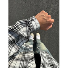 美式复古黑白格子衬衫男春秋新款痞帅高级感内搭衬衣百搭休闲外套，男装衬衫，四季星座505