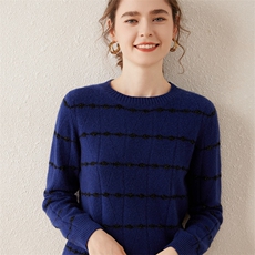 羊绒衫女宽松加厚2024冬季新款圆领套头重磅针织打底针织毛衣，女装羊绒衫，轩妮羊绒