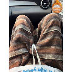 毛呢条纹民族风保暖银狐绒男宽松拖地休闲裤K5778J加绒-特P45控88，男装民族服装，电商A001