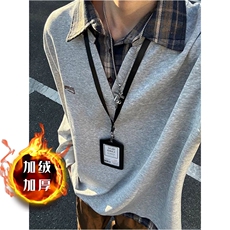 翻领假两件加绒卫衣男士秋冬新款宽松百搭男装WY35加绒-P45，男装卫衣，星座208-5