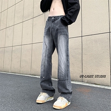 B221美式ins高街暗黑小众铆钉伐木裤牛仔裤LK23145-P65控88，男装牛仔裤，电商B221