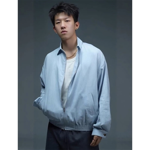 WE2003-P64 欧若风蓝白条纹翻领外套图片