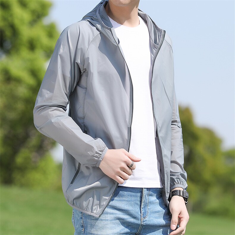 F8569夏季男士户外防晒衣皮肤衣连帽长袖超薄防晒夹克P50图片