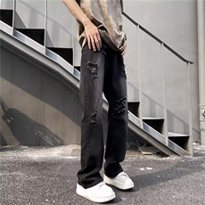 复古做旧破洞牛仔裤男夏季裤子潮流小众直筒长裤NU08，男装牛仔裤，星座1116A-1（原606A）