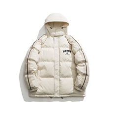 白底冬季百搭宽松字母印花潮流棉服卫衣MY53031特批P95控158，男装棉衣，电商A247-1