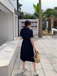 夏季薄款牛仔连衣裙图片
