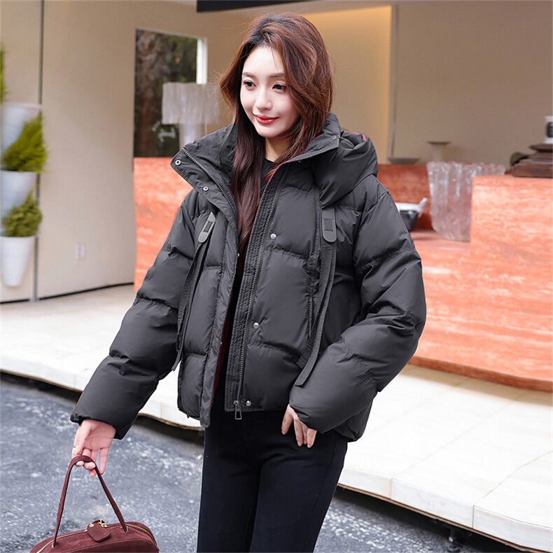 【现货】白鸭绒羽绒服女2024年冬季新款短款连帽外套，女装羽绒服，鑫源服饰