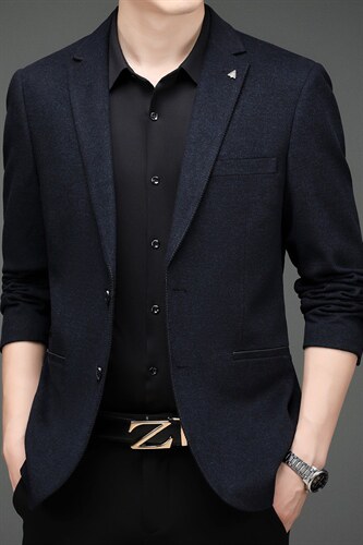 男士2023年秋季新款长袖休闲西服中青年纯色便服外套AJY8605-P180图片