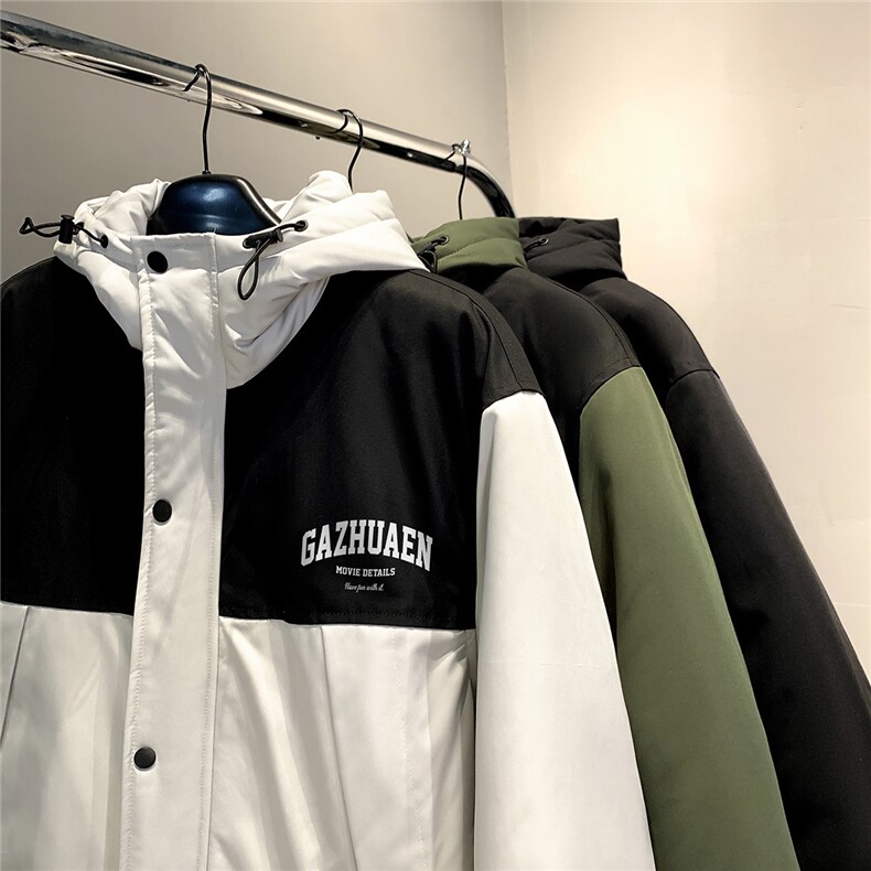 毛毯港风字母印花休闲宽松保暖连帽棉服A247-MY567特批95控158,男装棉衣,电商A247
