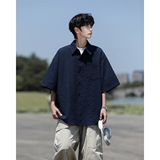 8XL-M泡泡纱盐缩肌理短袖衬衫男夏季冰丝外套防晒衬衣DC28011P36，男装衬衫，电商B312